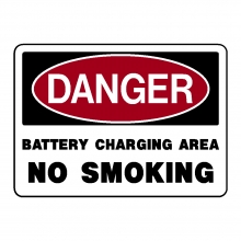 Danger Battery Charging Area No Smoking